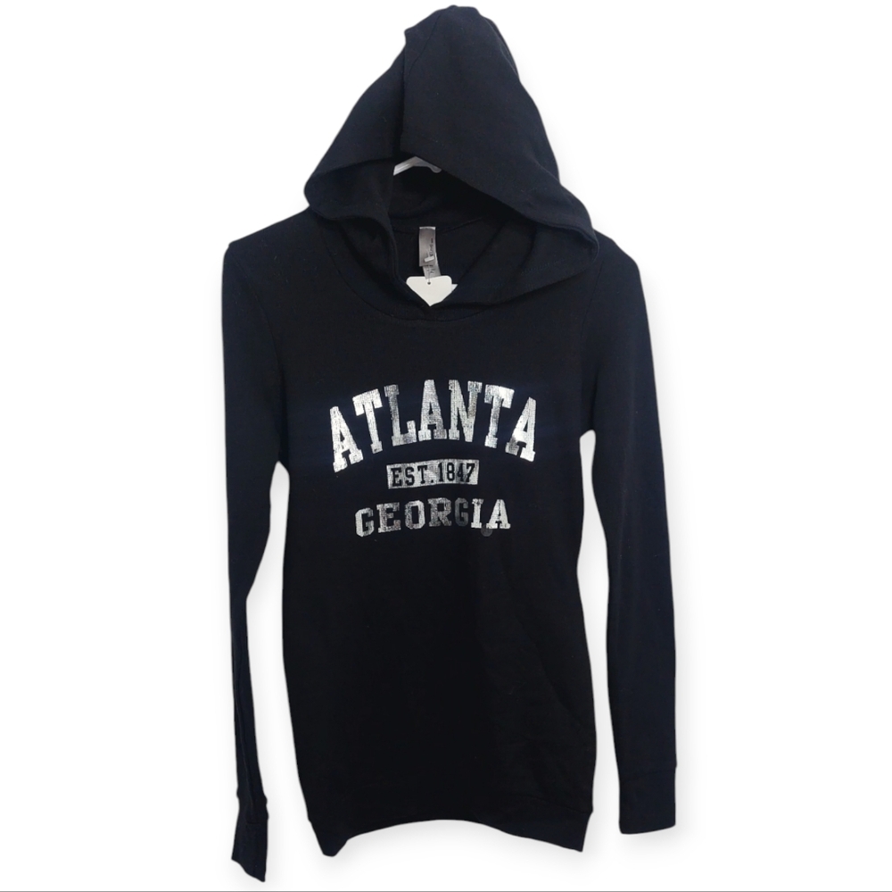 Atlanta Georgia Hoodie Fitted Junior's XL Thermal Black Silver Top Pullover